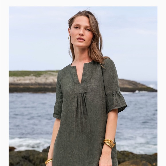 412 Studio Dresses Green Linen Dress Poshmark